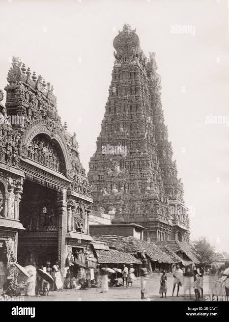 Vintage 19th century photograph: temple and street scene, Tiruchirappalli, Trichy, Trichinopoly, india Stock Photo - Alamy