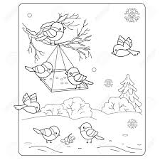 Winter birds of the north; Images Of Cartoon Bird Outline Drawing