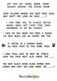 Or a scavenger treasure hunt while we're all stuck at home? Printable Indoor Easter Egg Hunt Clues Party Delights Blog