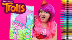 Not for children under 3 yrs. Coloring Trolls Poppy Dreamworks Trolls Giant Coloring Book Page Crayola Crayons Kimmi The Clown Youtube