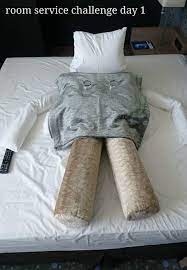 Bored Hotel Guest Starts Making Hotel Guest Creative Competition Bedclothes