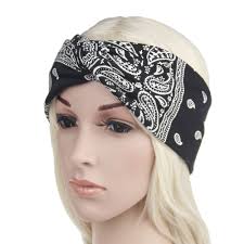 Amazon.com : DINPREY Assorted Paisley Print Wide Bandana Knot Headbands  Criss Cross Head Wrap Hair Band (Black) : Beauty & Personal Care