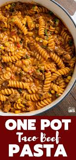 One Pot Taco Beef Pasta From Www Slimmingeats Com An Easy Yummy Recipe That Is Cooked All In One Pan Cheesy Spicy Beef Pasta Beef Pasta Recipes Tacos Beef
