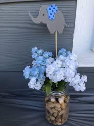 Get all your elephant decoration ideas flowing. Elephants And Peanuts Boy Baby Shower Centerpieces Elephant Baby Shower Decorations Elephant Baby Shower Centerpieces