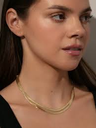 Flat Snake Snake Chain Herringbone Necklace 16 Inch Diamond-Cut Herringbone  Chain Necklace 4mm Solid 14K Yellow Gold 18" Kay