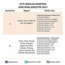 Ramadan pasti mengubati kerinduan setiap orang islam yang mengharapkan peluang untuk menyambut. Tarikh Cuti Sekolah Sempena Hari Raya Aidilfitri 2017