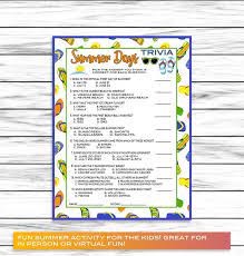 Trivia winter quiz questions and answers Summer Trivia Game Party Game Family Reunion Party Game Etsy In 2021 Family Reunion Summer Favors Trivia