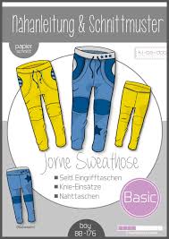 86/92, 98/104, 110/116, 122/128 (ca. Sweathose Jorne Gr 80 176 Din A 0 Schnittmuster Und Anleitung Als Broschure Ki Ba Doo Papier Shop