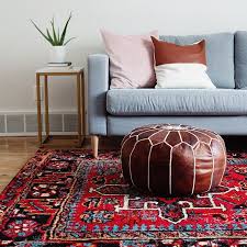 Scandi Boho Scandinavian Bohemian Living Family Room With Bold Red Antique Vintage Style Persian Rug Living Room Red Rug Living Room Living Room Scandinavian