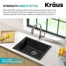 Shop from the world's largest selection and best deals for granite black kitchen sinks. Kraus Dual Mount Kitchen Sink Single Bowl 24 In Onyx Black Granite Kgd 410b Rona