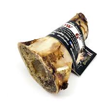 After he get the marrow out of bone i will occasionally stick a teaspoon of peanut butter inside. Bark N Big Baked Bison Marrow Bone 6 Teton Tails
