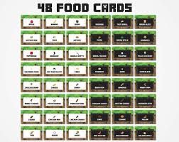This does not mean that the entire game is packaged into food labels, but rather that the design in the whole game can be adjusted and applied to fish food labels. Free Printable Minecraft Food Tent Cards Minecraft Food Minecraft Food Tents Minecraft Food Printables