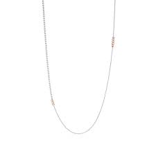 The higher the karats of yellow gold, such as in 14k solid gold franco chains, the more warm the color. Mixed Bead Chain In Sterling Silver And 18k Rose Gold Tiffany Co