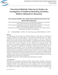 The 23rd international conference on web3d. Pdf Promotional Methods Taken By Car Dealers An Investigation Of Traditional Marketing And Online Media In National Car Showroom