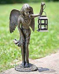 Angel Girl Lantern Garden Statue Candle Holder Fairy Outdoor Sculpture Spi Home Garden Lanterns Garden Angels Angel Garden Statues