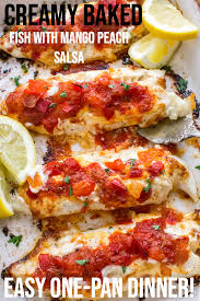 Fish tacos get topped with a juicy mango salsa that takes three minutes to prepare. Fish With Mango Peach Salsa Easy And Scrumptious