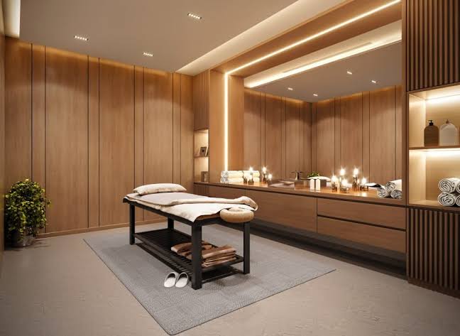 고급화와 프라이빗함을 강조하는 현대적인 1인 테라피 샵 공간. 출처: Eyeview 3D Design Studio