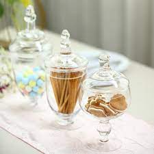 3 Pack Glass Apothecary Jar Candy Jars