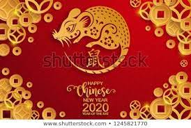 Happy Chinese New Year 2020 Rat Zodiac Sign Flower And Asian Elements With Gold Paper Cu Chinese New Year 2020 Zodiac Signs Flowers Happy Chinese New Year 2020