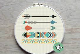 It will run about 5x7 and will look awesome in an 8x10 frame with a matter, or a 5x7 frame. Modern Cross Stitch Pattern Arrows And Borders Aztec Style Etsy