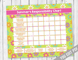 Chore Chart For Teens Reward Chart Responsibility Chart Weekly Chore Chart Behavior Chart Kids Chore Chart Printable You Edit Pdf