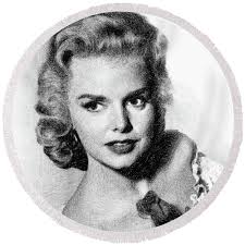 Barbara Lang, Vintage Actress by JS Round Beach Towel