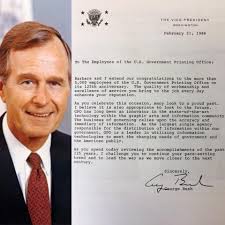 On this day in 1986, Vice President George Bush recognized the important  role GPO serves to our country, as the Agency was preparing for its 125th  anniversary. “GPO is a leader in
