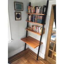 Desk leaning ladder desk espresso finish unstained wooden. Room Board Gallery Leaning Desk Bookshelf Aptdeco