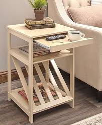 Add Storage Space With Decorative Flair To A Room With This Magazine Side Table With Pullout Tray The Spacious Tab Home Decor Side Table Solid Wood Side Table