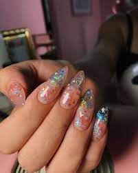 Acrylics With Stars Cute Acrylic Nails Pretty Acrylic Nails Clear Acrylic Nails