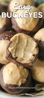 A Buckeye Cookie Is A Delicious No Bake Peanut Butter Ball Dipped In Chocolate Spendwithpennies Ea Peanut Butter No Bake Buckeyes Recipe Buckeye Recipe Easy