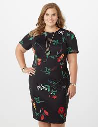 Plus Size Floral Print Scuba Dress Dressbarn Scuba Dress Dresses Plus Size Outfits