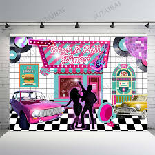 Happy birthday decorations set theme party supplies banner balloons for all ages. Retro 50 S Rock And Roll Theme Birthday Photography Backdrop 1950 Dinner Party Background Cake Table Decorations Photo Studio Special Deal 4b1a Goteborgsaventyrscenter