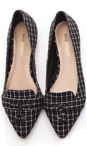 Black And White Pointed Toe Flats Black And White Micro Plaid Pointy Toe Flats Women Shoes Fashion Shoes Fabulous Shoes