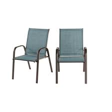 Hampton Bay Mix And Match Dark Taupe Steel Sling Outdoor Patio Dining Chair In Conley Denim Blue 2 Pack Fcs00015y 2pkdn The Home Depot In 2020 Patio Dining Chairs Outdoor Dining Chairs Dining