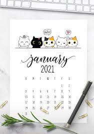 Binding your cute printable calendar 2021. Peeking Cats 2021 Calendar Free Printable World Of Printables