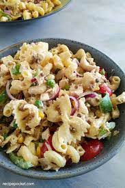 Easy Cold Chicken Pasta Salad Recipe With Mayo Recipe Chicken Pasta Salad Recipes Cold Chicken Pasta Salad Pasta Salad Recipes