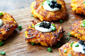 Sweet Potato Pancakes with Caviar and Crème Fraîche