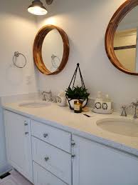 wood mirror bathroom, round wood mirror