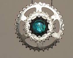 Recycled Bike Gear Sprocket With Glass Gem Bicycle Art Unique Items Products Gear Art