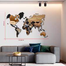 Biombo mapa mundo preto, beje e dourado, madeira e tela impressa. Escultura De Parede Mapa Mundi Com Adesivo Medira