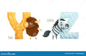 Cute Zoo Alphabet. Y,Z Letters and Yak, Zebra Animals Cartoon Vector  Illustration Stock Vector - Illustration of animal, word: 251573126
