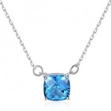 Natural Blue Gem Pendant 925 Sterling Silver Necklace Sapphire Necklace Pendants Silver 925 Necklace Wholesale Silver Jewelry