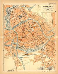 1926 Groningen City Map Street Plan Netherlands Lithograph Groningue City Maps Design Groningen Map