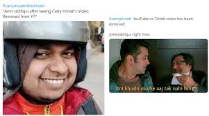 Whether you are a tiktok fan or a youtube fan you must check out youtube vs tiktok roast by carryminati. Carryminati S Youtube Vs Tiktok The End Video Removed Over Youtube S Harassment And Cyberbullying Policy Happy Amir Siddiqui Funny Memes Go Viral Latestly