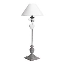 Lampe Medaillon Cœur Et Abat Jour En Tissu Blanche H 60 Cm Lamp Table Lamp Show Home