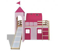 Sonata Детско легло, с пързалка и стълба, дърво, розово