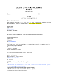 Professionals, teachers, students and kids trivia quizzes to test your knowledge on the subject. Col 260 Environmental Science Quiz 2