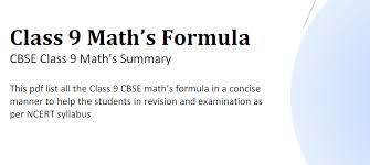 Download Maths Formula Pdf Class 9