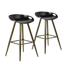 Low Back Fixed Height Counter Bar Stool Modern Design Bar Chair Set Of 2 Black Bronze With Images Bar Stools Modern Bar Stools